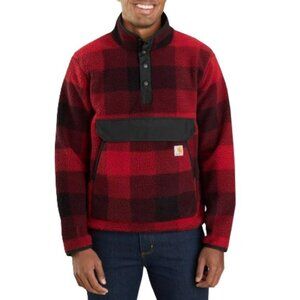 NWT Carhartt OJ4991 Red/Black Fleece Pullover Men’s Relaxed Fit NWT Size Medium